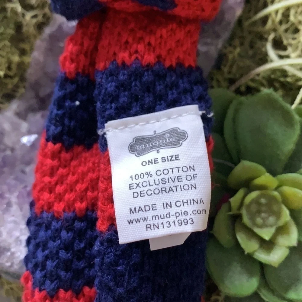 Mudpie knit blue and red stripe adjustable tie infant 12-24 months baby tie
